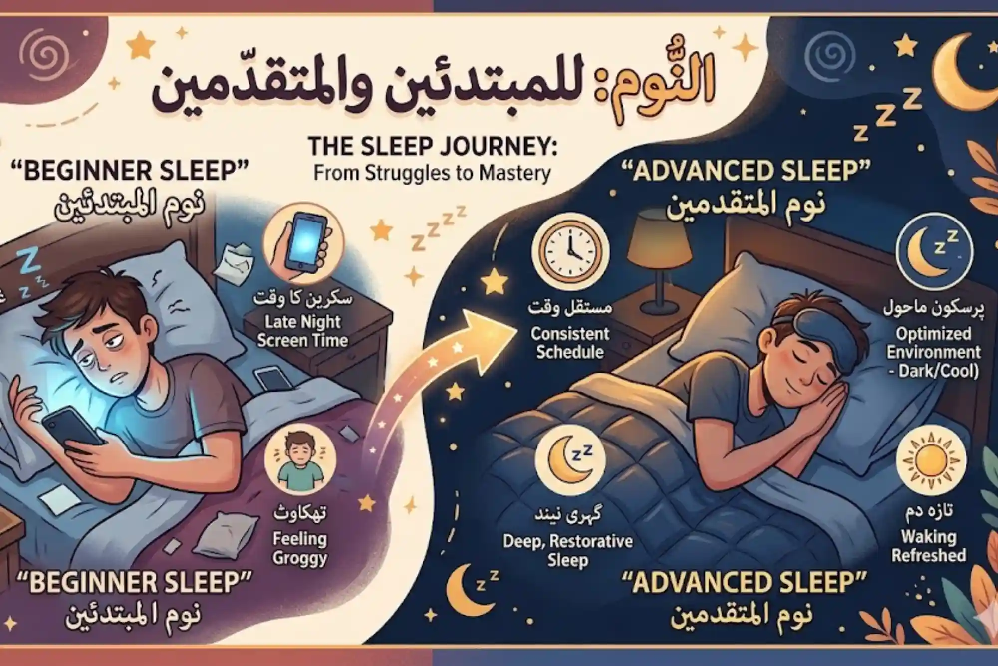 النوم للمبتدئين والمتقدمين